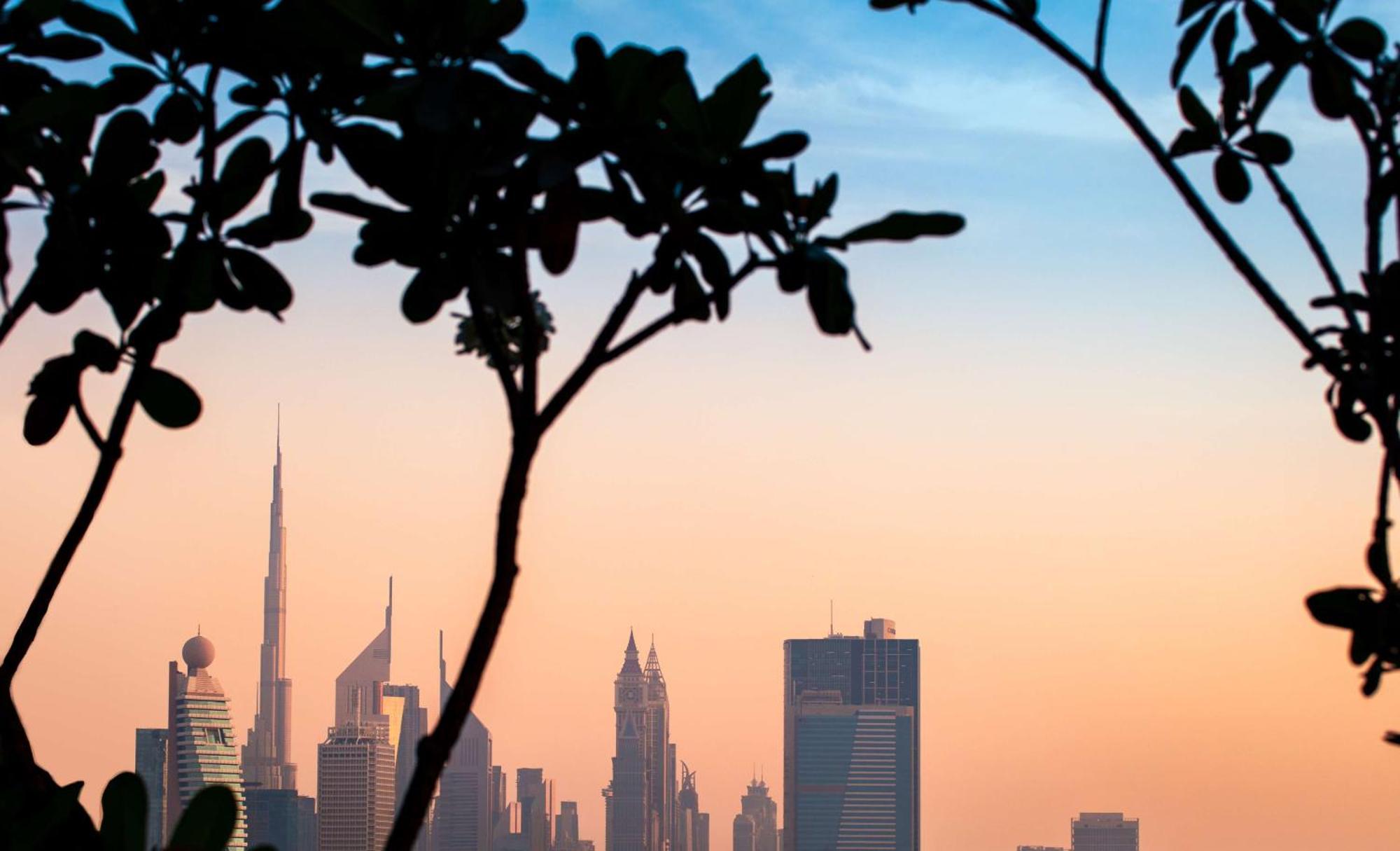 Doubletree By Hilton Dubai M Square Hotel & Residences Εξωτερικό φωτογραφία Dubai skyline